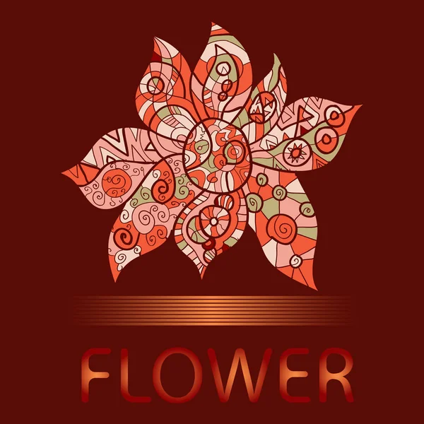 Motif Floral Rond Ornemental Couleurs Rouge Orange — Image vectorielle