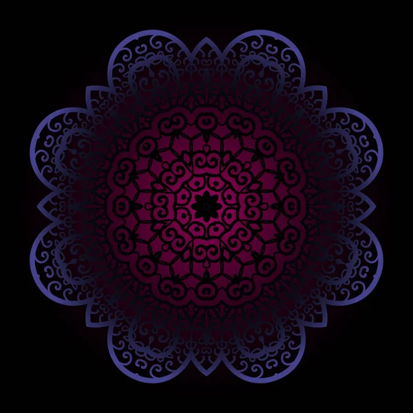 Mandala Violeta Sobre Fondo Oscuro Elemento Diseño Vintage Motivo Árabe — Vector de stock