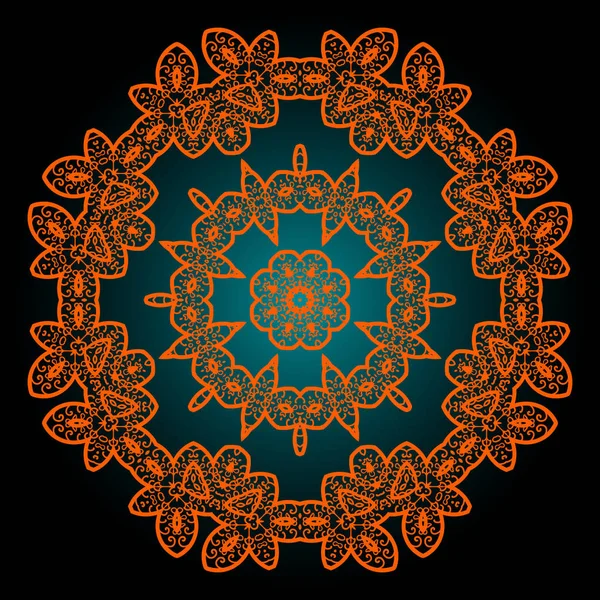 Ornage Renk Anahatlarında Mandala Vintage Vektör Sanatı Tasarım Öğesi — Stok Vektör