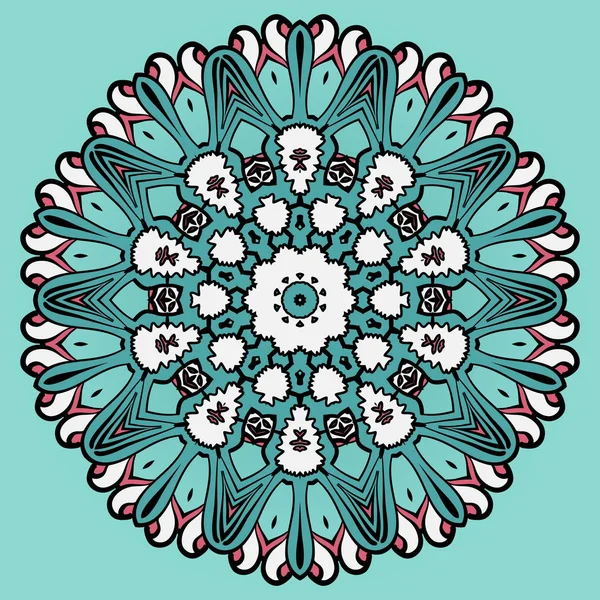 Kolorowy Okrąg Kwiat Mandala Tło Jasnoniebieski — Wektor stockowy