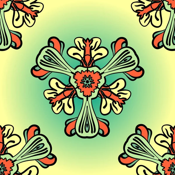 Nahtloser Hintergrund Aus Stilisierten Blumen Mit Farbverlauf Dekorative Vintage Tapete — Stockvektor