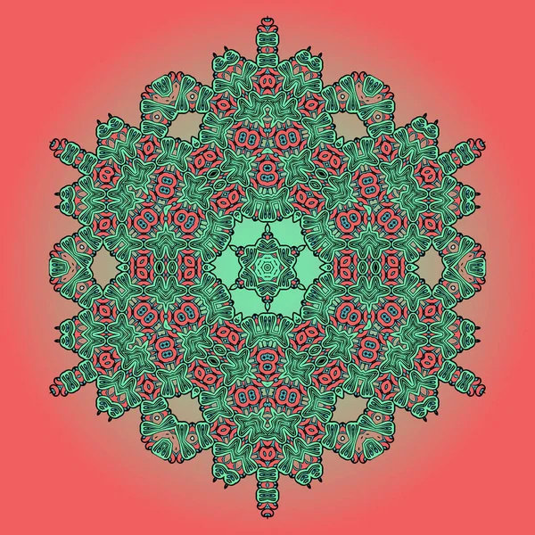 Yeşil Mandala Oryantal Çiçek Halı Tasarımı — Stok Vektör