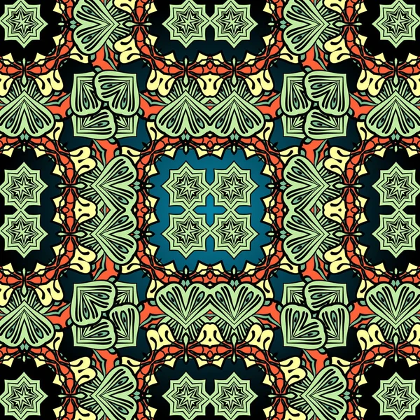Green Carpet Asian Wallpaper Design Tribal Vintage Element — Stock Vector