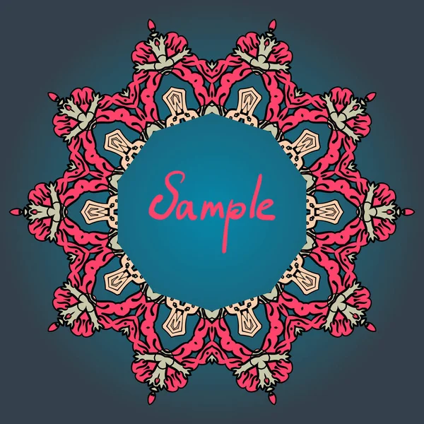Stilisierter Mandala Rahmen Mit Platz Für Text Rote Und Blaue — Stockvektor