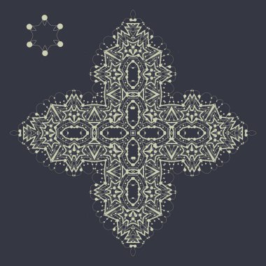 Gri arka plan üzerinde mandala süs gibi İslami haç. Vintage tasarım öğesi.