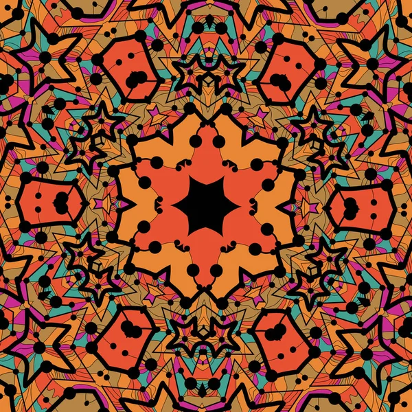 Tribal Seamless Design Orange Color Seamless Mandala Background Vintage Decorative — Stock Vector