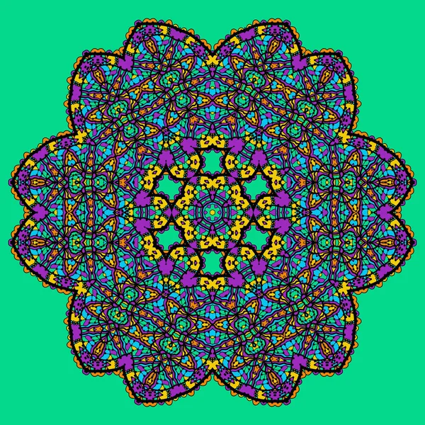 Arte Mandala Inusual Chakra Símbolo Ocer Fondo Verde — Archivo Imágenes Vectoriales