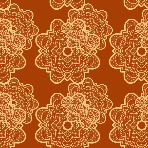 Naadloze Geschetst Mandala Bloem Zoals Achtergrond Vinatge Design Element — Stockvector