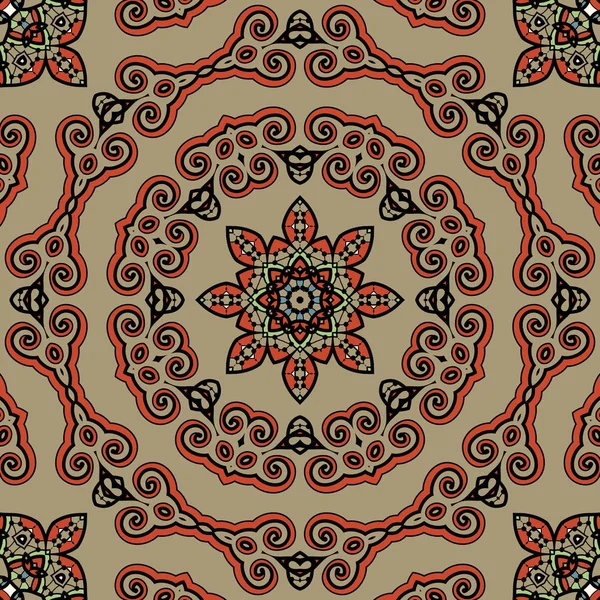 Mandala Estilo Tibet Sin Costuras Arte Vintage Oriental — Vector de stock