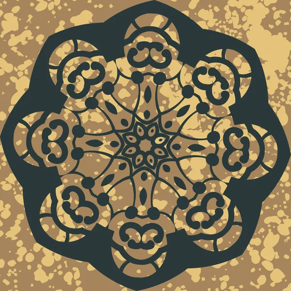 曼陀罗 亨纳颜色的圆形装饰图案 矢量花卉设计 — 图库矢量图片