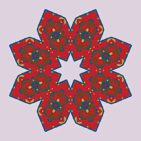 Ícone étnico simetri padrão na cor vermelha. Ícone ornamental abstrato de design de flor de estilo árabe ornamental . — Vetor de Stock