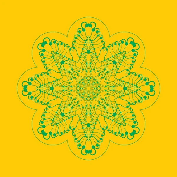 Mandala-étoile faite de contours sur fond jaune — Image vectorielle