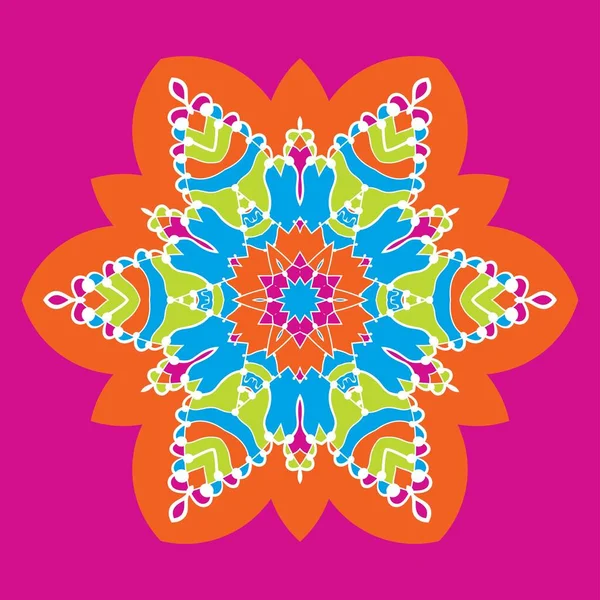 Kaleidoskop barnslig neon färg mandala-stjärnigt — Stock vektor