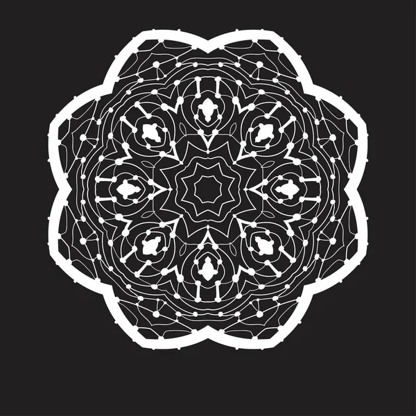 Dibujo Simétrico Mandala Doodle Mano Estilo Zentangle Adorno Redondo Color — Vector de stock