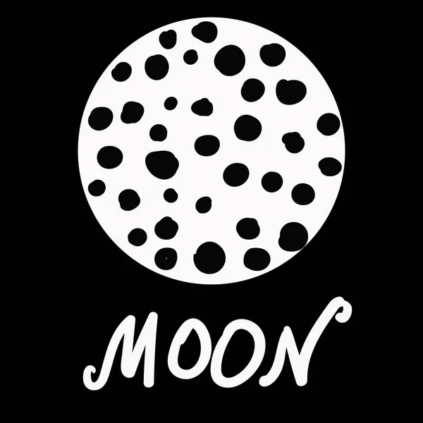 Stylized Moon Craters Vector Lettering Black Background — Stock Vector