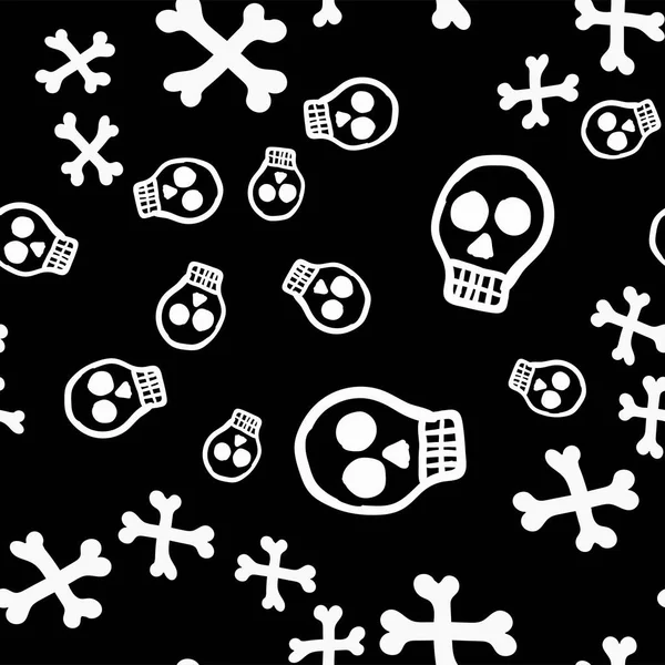 Día Los Muertos Cráneos Dibujos Animados Mexicanos Con Crossbones Patrón — Vector de stock