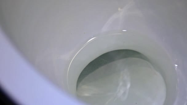 Water flushing in toilet bowl sink of WC — Stock Video