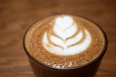 Kahve cam üst kahve sanatı ile Makro