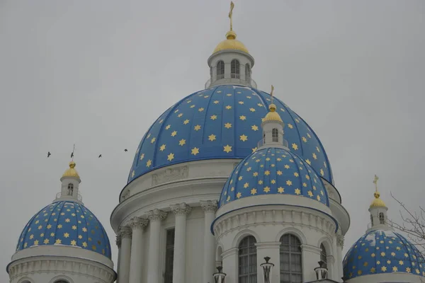 Saint Petersburg, Rusya 27 Şubat 2016: kubbeler, Trinity Katedrali kış gündüz St. Petersburg, Rusya Federasyonu. — Stok fotoğraf