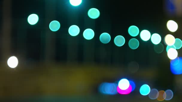Row of street lamps defocused panoramic video — Stock Video