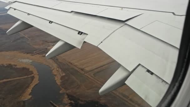 Ala de aviones en el vuelo — Vídeo de stock