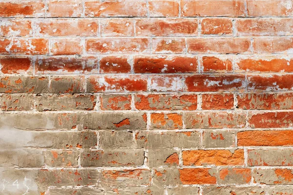 Textura desgastada de textura de parede redbrick velho, blocos enferrujados grungy abandonado manchado parede de tijolo velho — Fotografia de Stock