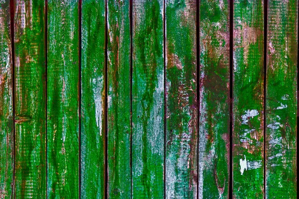 Freen pintado Valla de madera rural con pintura pelada — Foto de Stock