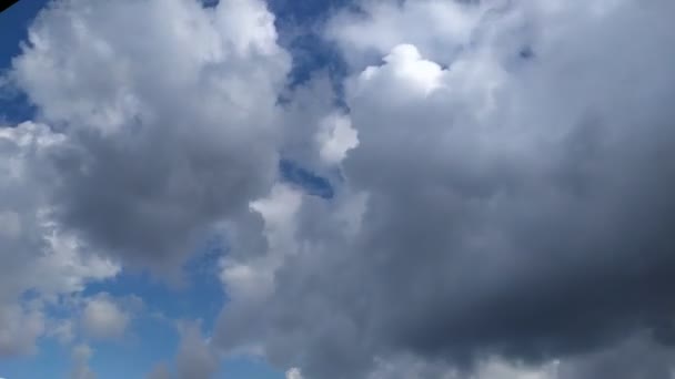 Хмари транзитують по блакитному денному небу — стокове відео