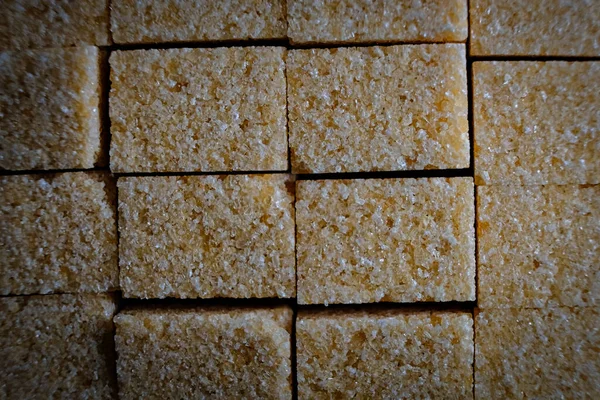Coklat Gula Batu Tampilan Atas Menyala Dari Samping — Stok Foto