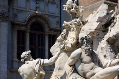 Piazza Navona, Roma, İtalya, dört Irmak Çeşmesi detay