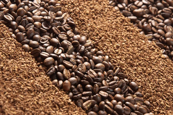 Coffee Beans Coffee Granules Background Texture Coffee Beans Coffee Granules — Stock Photo, Image