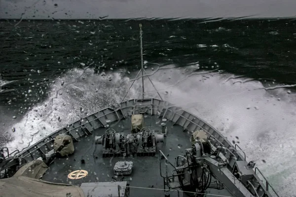 Navire Tempête Mer Tempête Mer Baltique Entraînement Des Navires Guerre — Photo