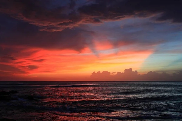 Coucher Soleil Spectaculaire Sur Partie Tropicale Océan Pacifique — Photo