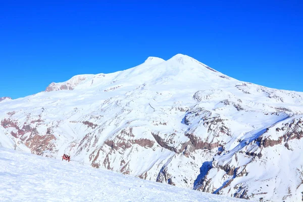 Mount Elbrus Vinter Visa Från Den Mount Cheget — Stockfoto