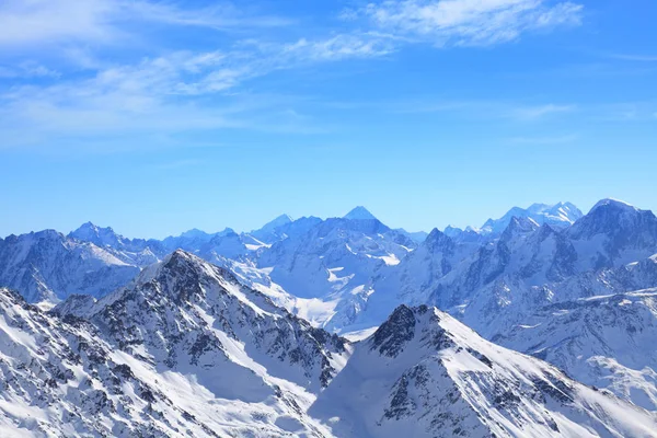 Vista Alcune Cime Della Cresta Caucasica Principale Inverno Elbrus — Foto Stock