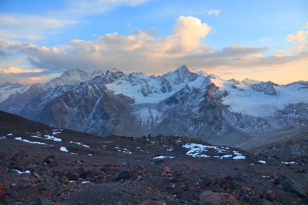 Sonnenuntergang Kaukasuskamm Blick Vom Hang Des Elbrus — Stockfoto