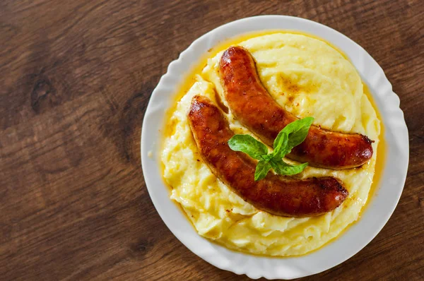 Bangers Churrasco Carne Bovina Bordo Salsicha Café Manhã Close Cozinhar — Fotografia de Stock