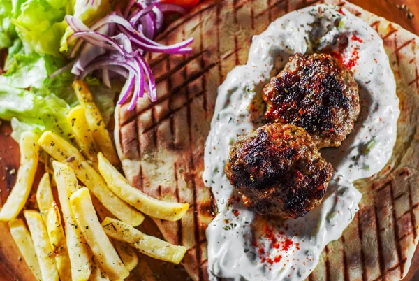 Bifteki Picante Frikadelle Frikkadel Almôndegas Com Carne Picada Cordeiro Com — Fotografia de Stock