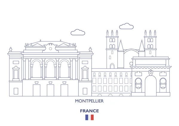 Montpellier Linear City Skyline Francia — Vettoriale Stock