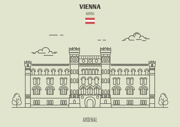 Arsenall Viena Áustria Ícone Referência Estilo Linear — Vetor de Stock