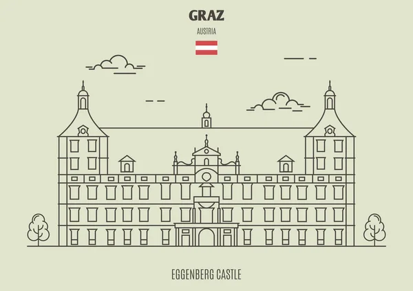 Château Eggenberg Graz Autriche Icône Point Repère Dans Style Linéaire — Image vectorielle