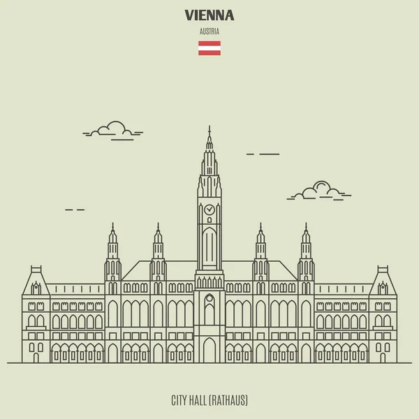 市政厅在维也纳 奥地利 线形风格的地标图标 — 图库矢量图片