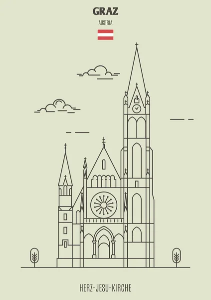 Herz Jesu Kirche Graz Autriche Icône Point Repère Dans Style — Image vectorielle