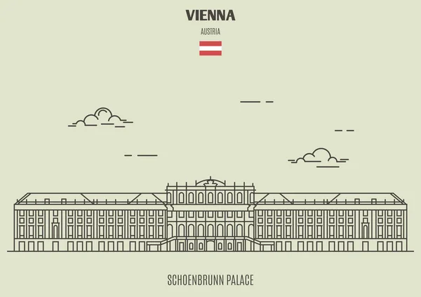Schönbrunn Palace Bécs Ausztria Landmark Ikon Lineáris Stílusban — Stock Vector