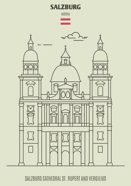 Catedral Salzburgo Rupert Vergilius Austria Icono Hito Estilo Lineal — Vector de stock