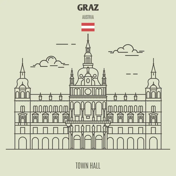 Városháza Graz Ausztria Landmark Ikon Lineáris Stílusban — Stock Vector