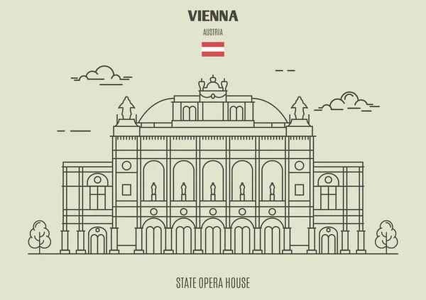 オーストリア ウィーンの州オペラ Housel 直線的なスタイルのランドマーク アイコン — ストックベクタ