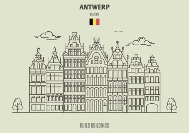 Lonca binaları Antwerp, Belçika. Lineer tarzda işareti simgesi