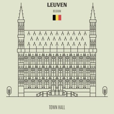 Leuven, Belçika Belediye Binası. Lineer tarzda işareti simgesi