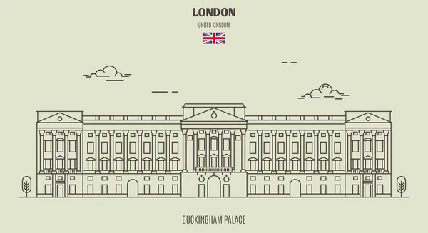 Buckingham Palota London Egyesült Királyság Landmark Ikon Lineáris Stílusban — Stock Vector